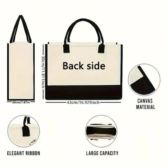 🗼 Paris France Cityscape Print Canvas Tote Bag Large Travel Bag Elegant 🎁 - Picture 5 of 5